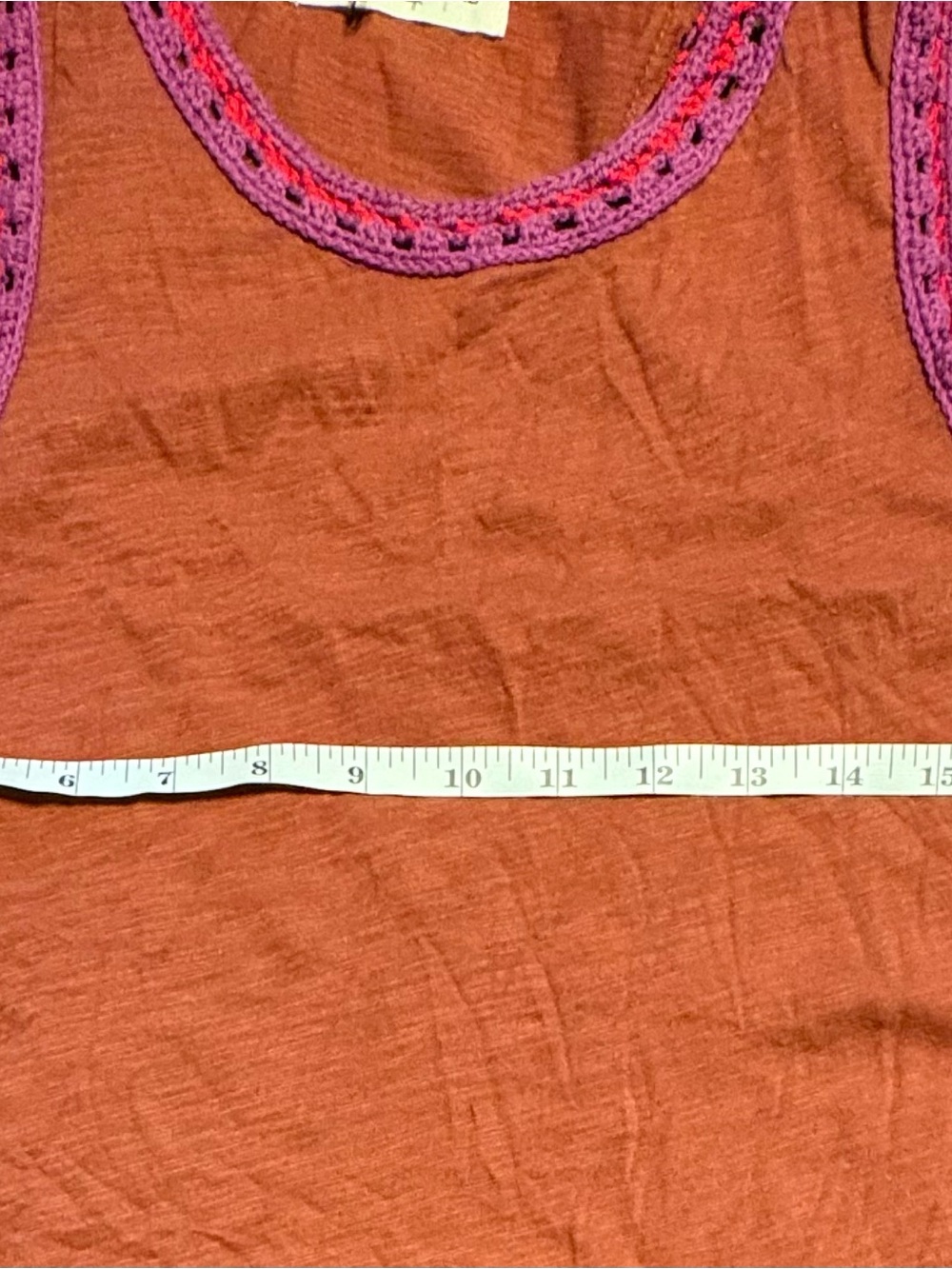 Natural Life Cotton Crochet Trim Tank Dress Rust NWT - Picture 8 of 10